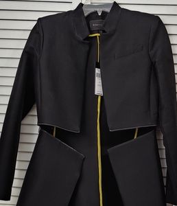 BCBGMAXAZRIA AURELIA LONG BLACK BLAZER W/ZIPPERS